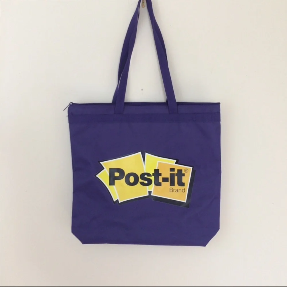POST IT Large Tote with zipper top closure Lined
